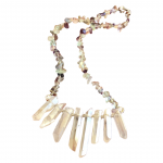Angel Aura Quartz Fan Pendant with Fluorite Necklace