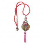 Garden Agate Beaded With Rhodochrosite, Pink Tassel