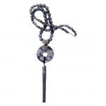 Snowflake Obsidian Necklace with Black Silk Tassel