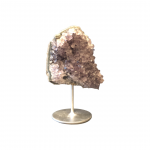 Purple Grey Amethyst Cluster on Metal Stand